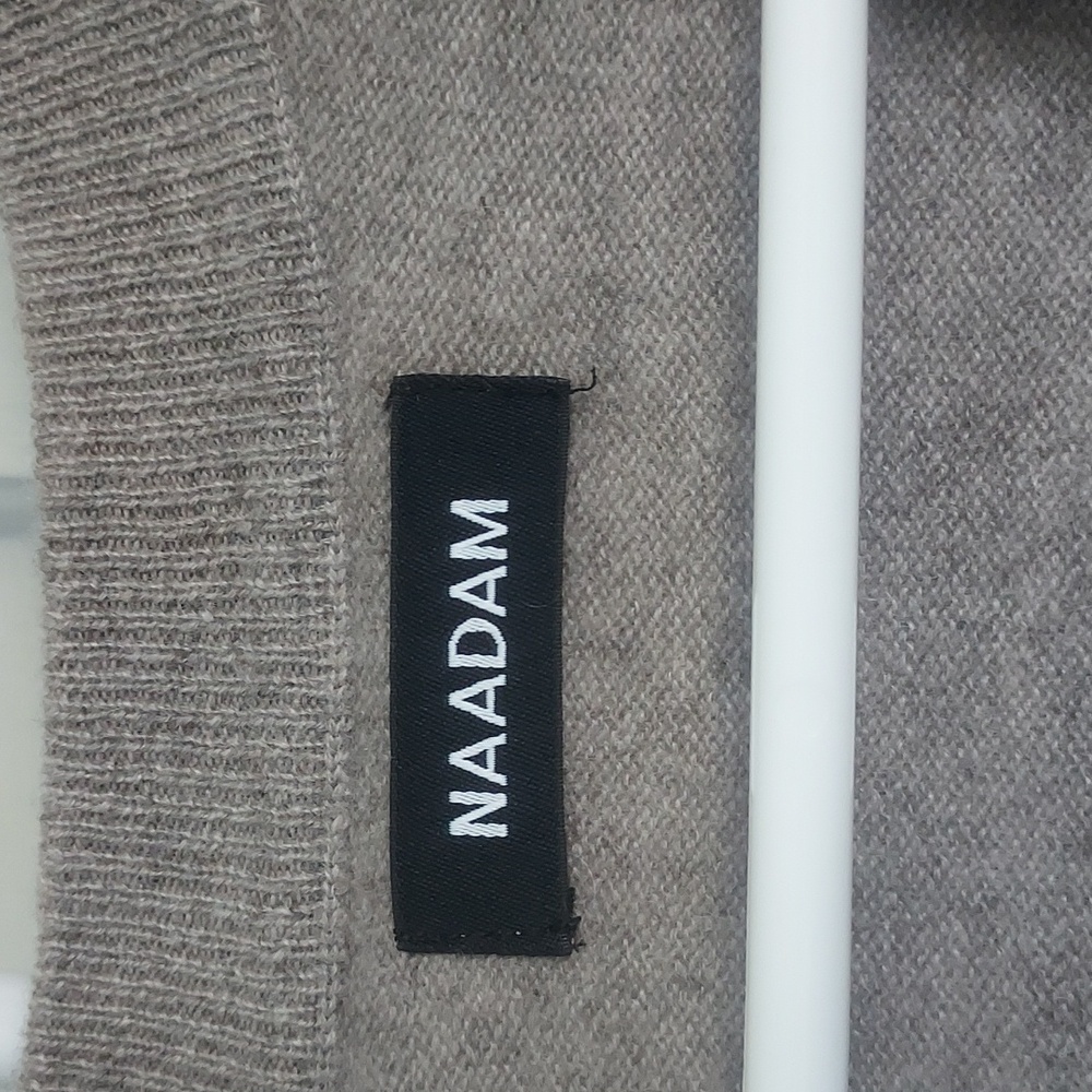 Naadam Mens 100% Cashmere Wool Classic Cardigan Heather Taupe Tan NWOT - Picture 2 of 5
